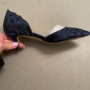 Navy rhinestone dressy shoes